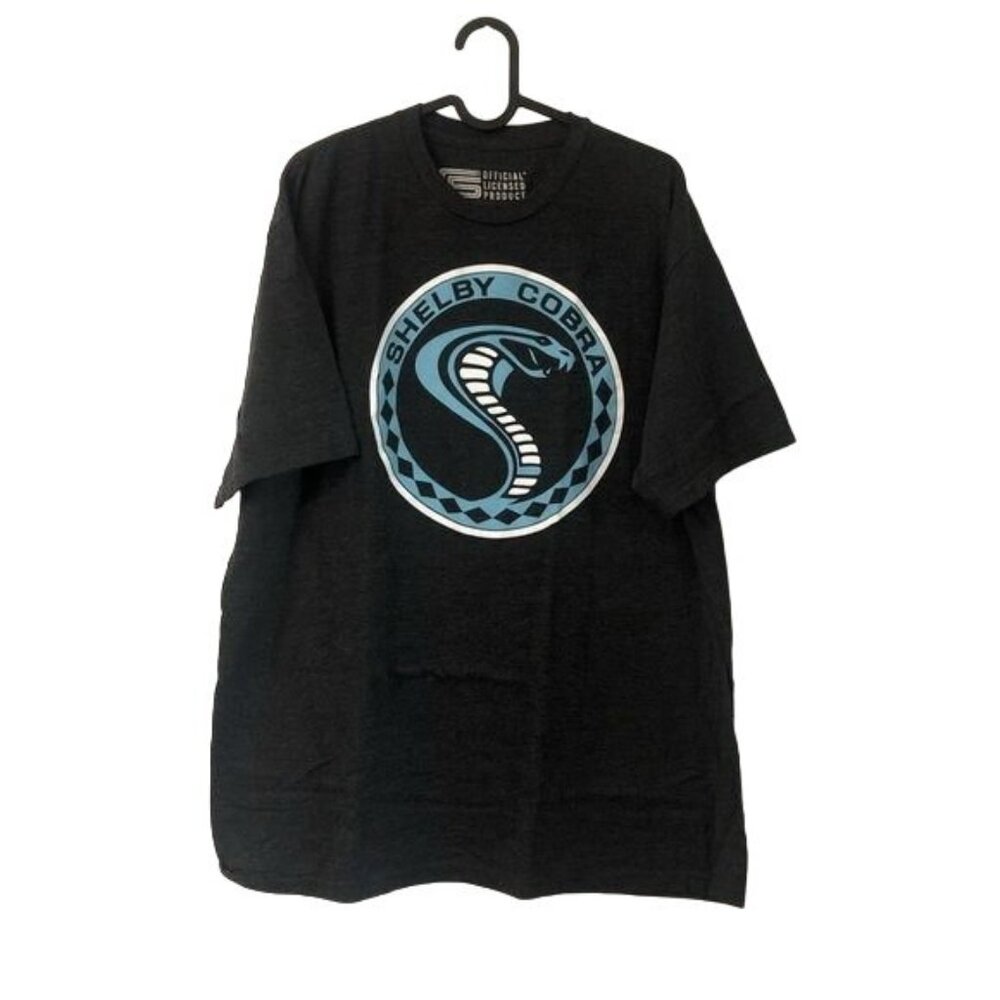 Mens Black Blue Shelby Cobra Logo Large Graphic Tshirt Size XLarge